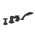 HANSGROHE 31449671 Metropol Classic 4-Hole Roman Tub Set Trim with Cross Handles and 1.8 GPM Handshower - Matte Black