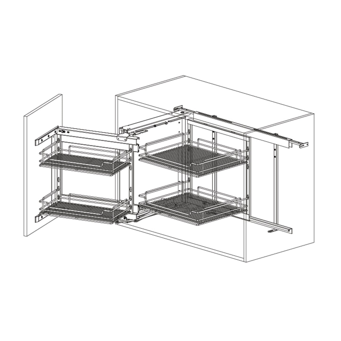 HARDWARE RESOURCES CS-SDCO Blind Corner Soft-close Sliding Door Organizer - Polished Chrome