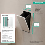 HANSGROHE 56063700 XtraStoris Rock Recessed Trash Bin with Shelf & Tileable Door - Matte White