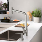 HANSGROHE 73816801 Metris Select HighArc Kitchen Faucet, 2-Spray Pull-Out with sBox, 1.75 GPM - Stainless Steel Optic
