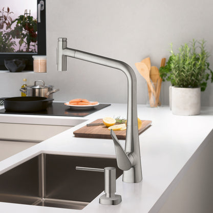 HANSGROHE 73816801 Metris Select HighArc Kitchen Faucet, 2-Spray Pull-Out with sBox, 1.75 GPM - Stainless Steel Optic