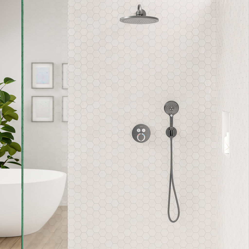 HANSGROHE 26888341 FixFit S Wall Outlet with Handshower Holder - Brushed Black Chrome