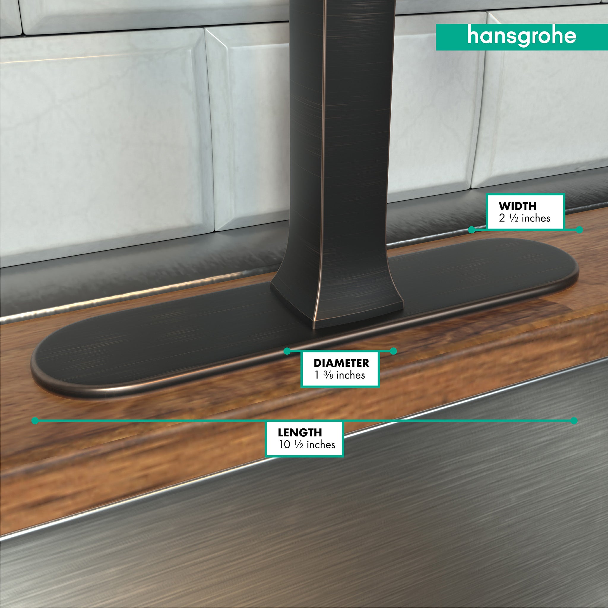 HANSGROHE 14019921  Base Plate for Single-Hole Kitchen Faucets, 10" - Rubbed Bronze