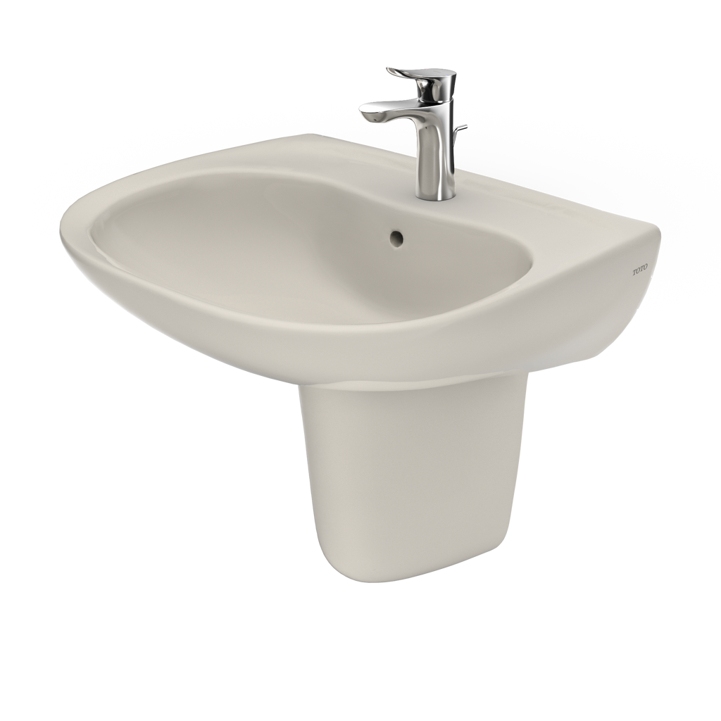 TOTO LHT242G#12 Prominence Oval Wall-Mount Bathroom Sink With Cefiontect And Shroud For Single Hole Faucets - Sedona Beige