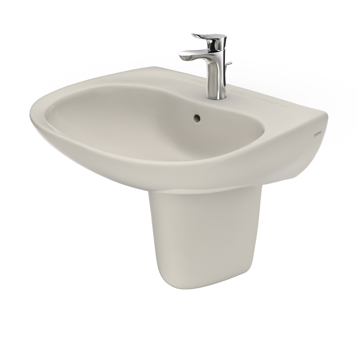 TOTO LHT242G#12 Prominence Oval Wall-Mount Bathroom Sink With Cefiontect And Shroud For Single Hole Faucets - Sedona Beige