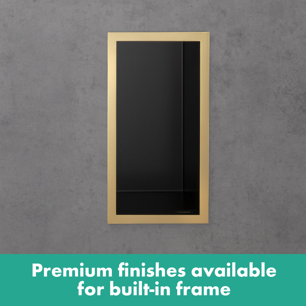 HANSGROHE 56095800 XtraStoris Individual Wall Niche Matte Black with Design Frame 12"x 6"x 4" - Brushed Stainless Steel