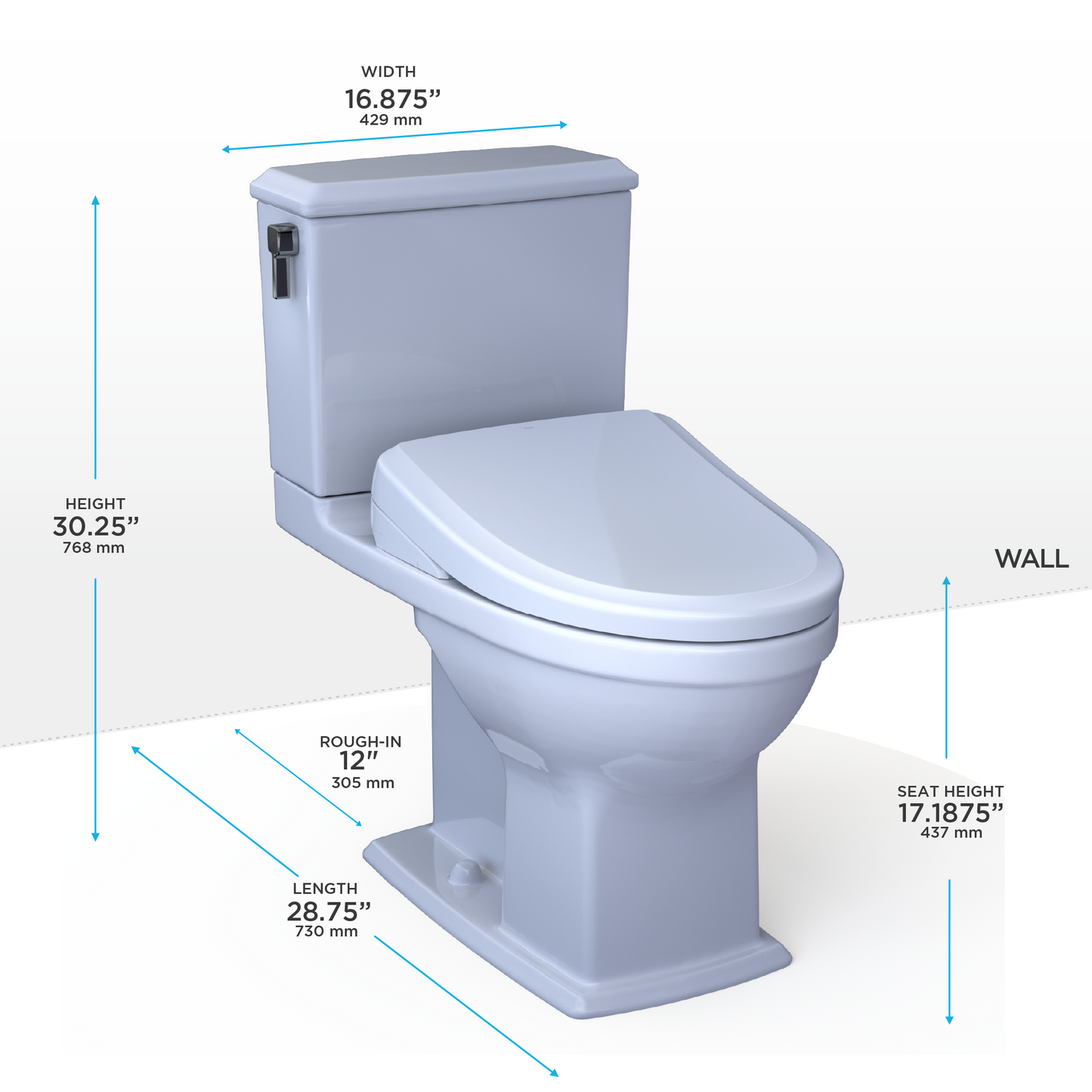 TOTO MW4944724CEMFG#01 WASHLET+ Connelly Two-Piece Elongated Dual Flush 1.28 and 0.9 GPF Toilet and Classic WASHLET S7 Classic Bidet Seat , Cotton White