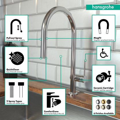 HANSGROHE 72857001 Talis N HighArc Kitchen Faucet, O-Style 2-Spray Pull-Down, 1.5 GPM - Chrome
