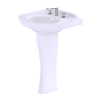 TOTO LPT642.8#01 Dartmouth Rectangular Pedestal Bathroom Sink with Arched Front for 8 Inch Center Faucets , Cotton White