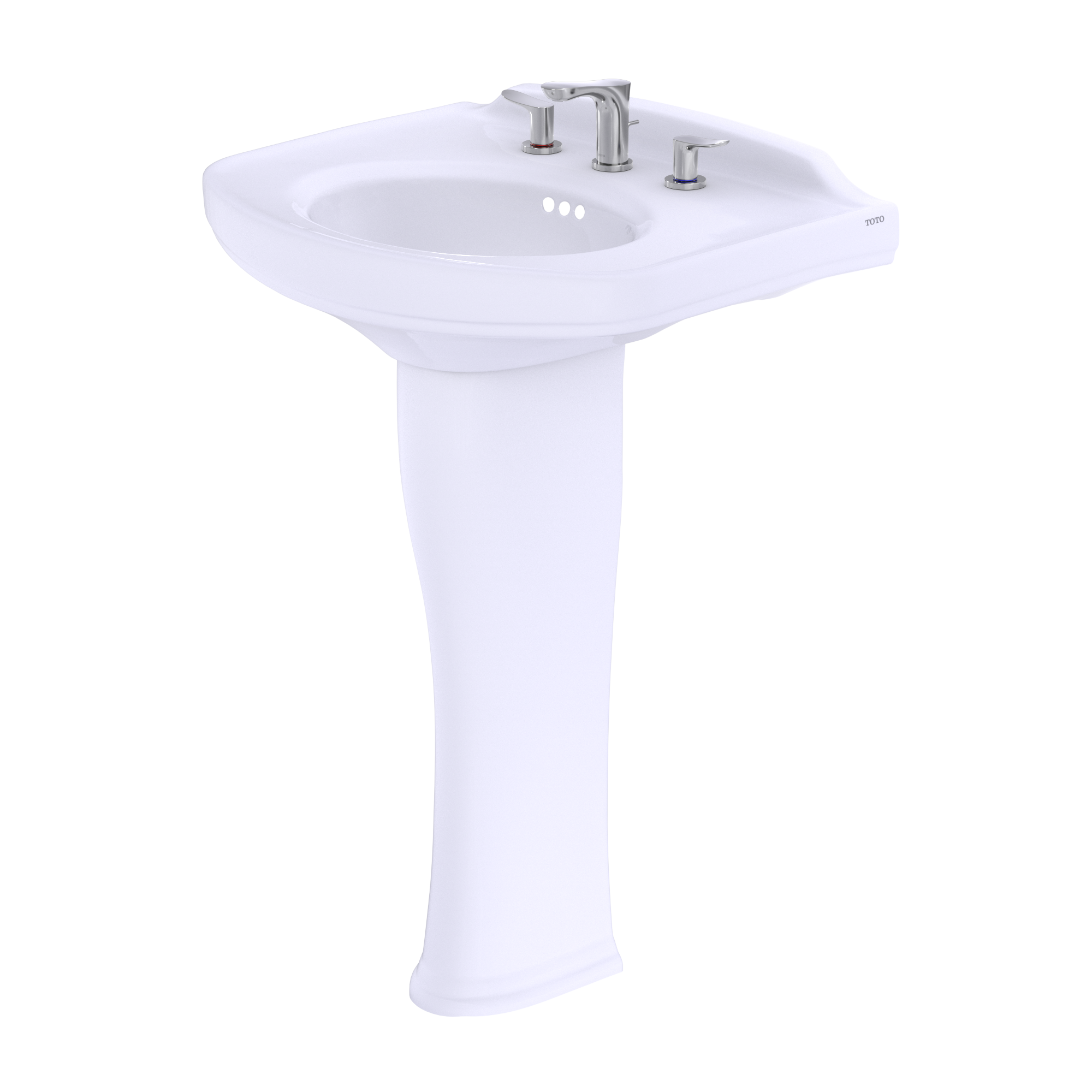 TOTO LPT642.8#01 Dartmouth Rectangular Pedestal Bathroom Sink with Arched Front for 8 Inch Center Faucets , Cotton White