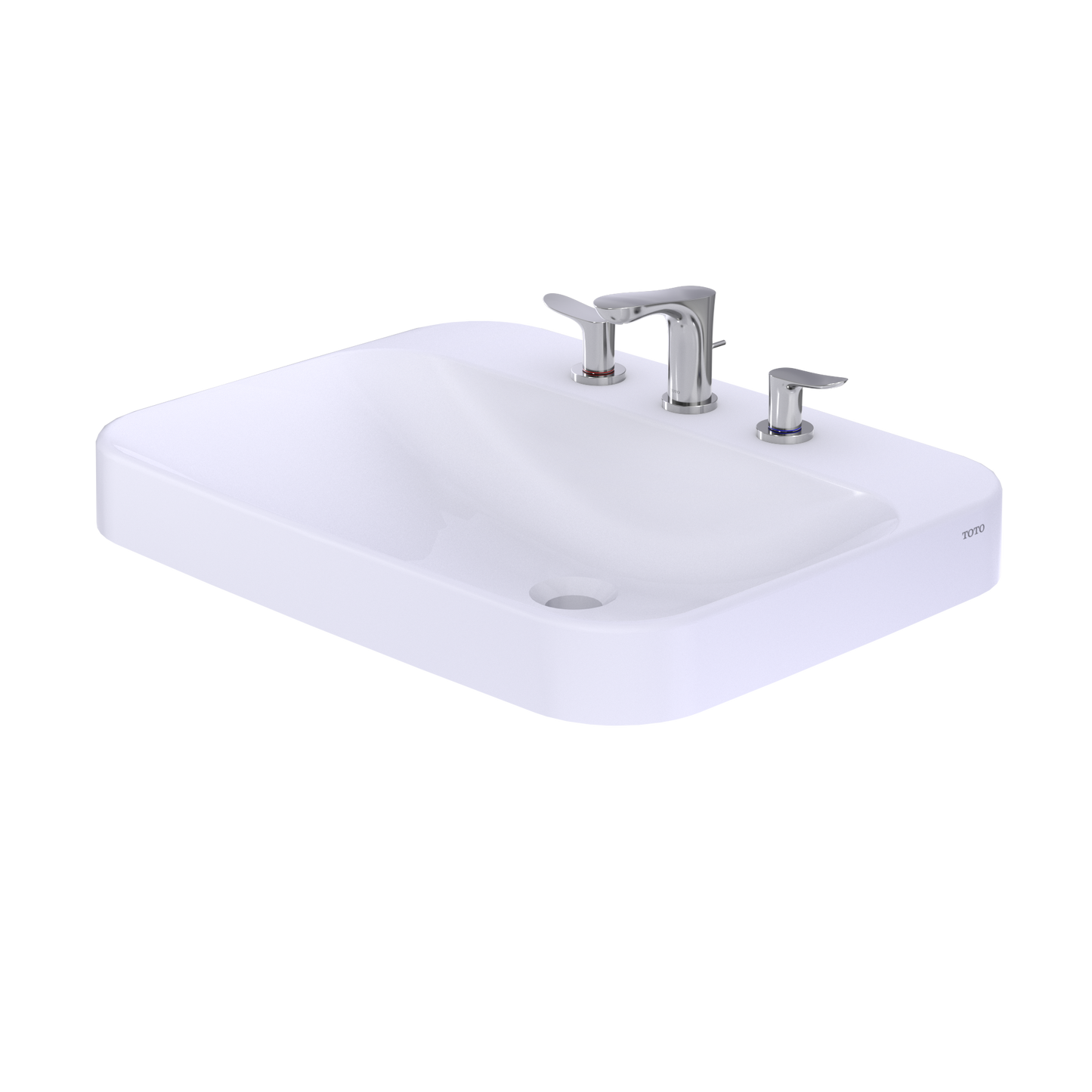 TOTO LT416.8G#01 Arvina Rectangular 23" Vessel Bathroom Sink with CEFIONTECT for 8 Inch Center Faucets , Cotton White