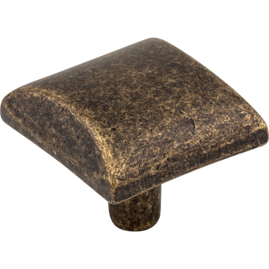 ELEMENTS 525ABM-D Glendale 1-1/8" Length Square Knob - Distressed Antique Brass