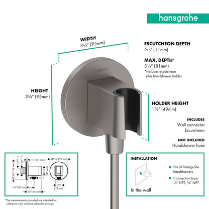 HANSGROHE 26888341 FixFit S Wall Outlet with Handshower Holder - Brushed Black Chrome