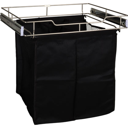 HARDWARE RESOURCES POHS-18ORB Dark Bronze 18" Deep Pullout Canvas Hamper with Removable Laundry Bag - Dark Bronze