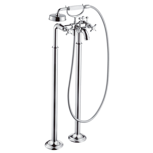 AXOR 16562001 Montreux 2-Handle Freestanding Tub Filler Trim with Cross Handles and 1.8 GPM Handshower - Chrome