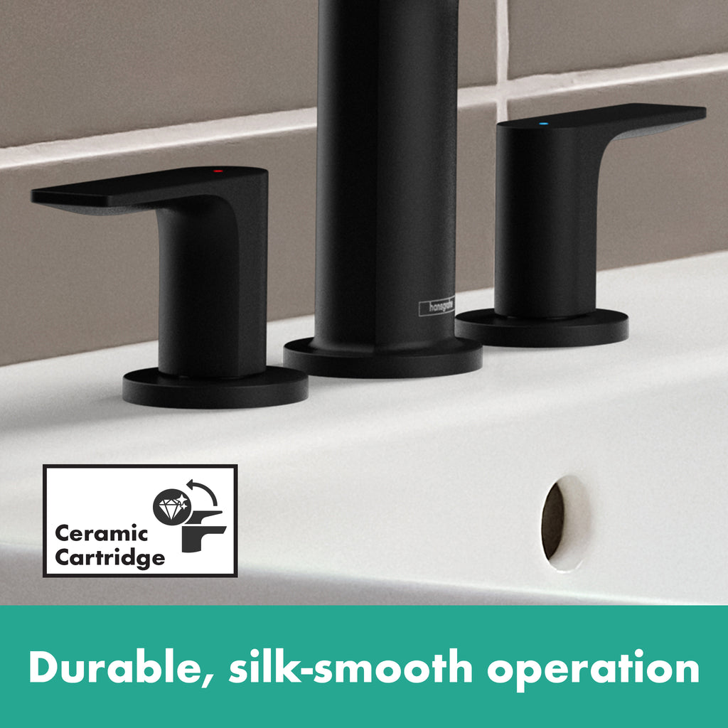HANSGROHE 72532671 Rebris E Widespread Faucet 110 with Pop-Up Drain, 1.2 GPM - Matte Black