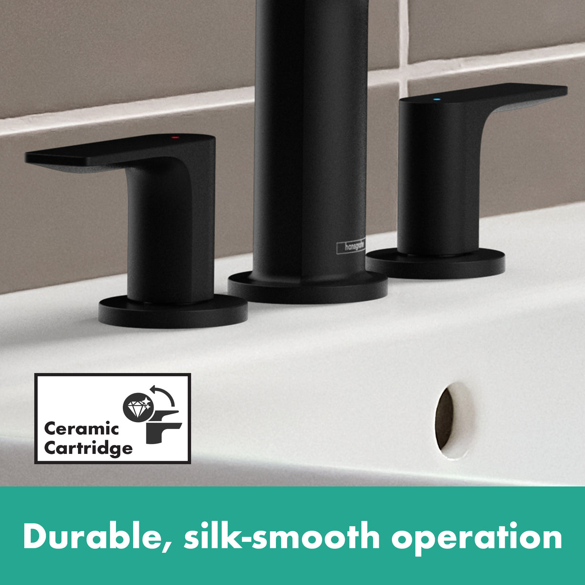 HANSGROHE 72532671 Rebris E Widespread Faucet 110 with Pop-Up Drain, 1.2 GPM - Matte Black
