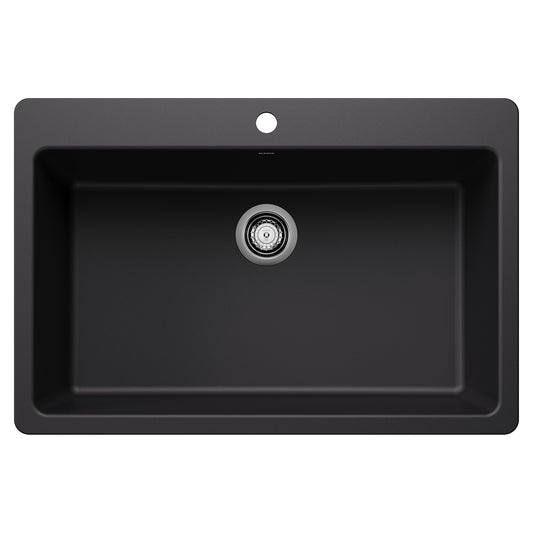 BLANCO 443194 Liven Liven SILGRANIT 33" Super Single Dual Mount Kitchen Sink - Coal Black in Coal Black