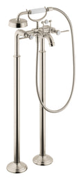AXOR 16563821 Montreux 2-Handle Freestanding Tub Filler Trim with Lever Handles and 1.8 GPM Handshower - Brushed Nickel