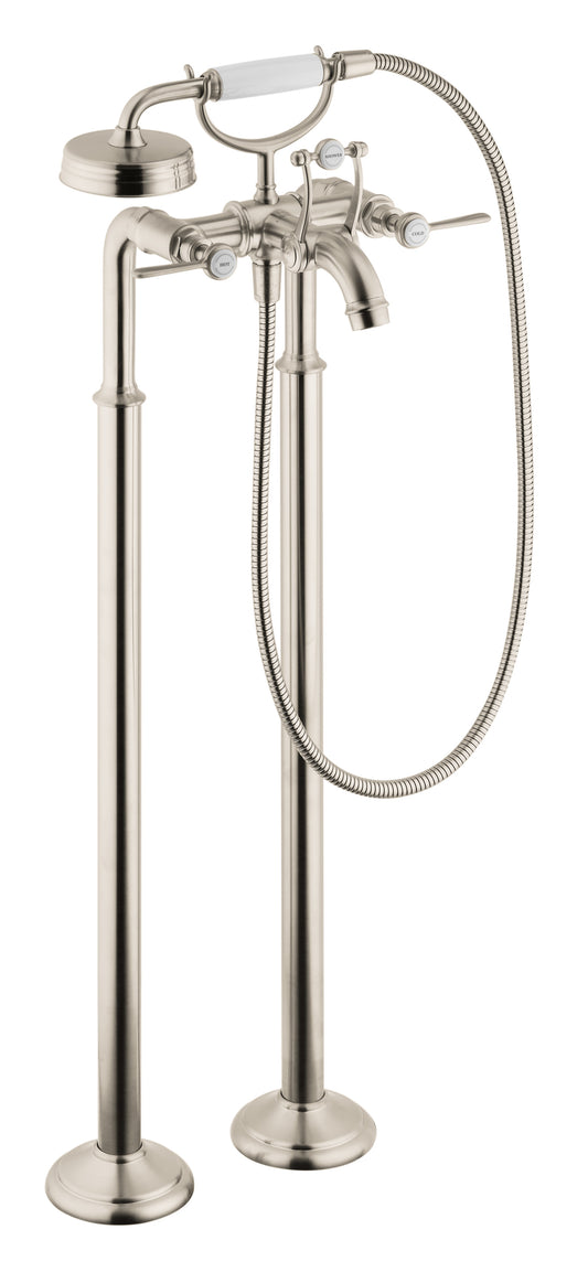 AXOR 16563821 Montreux 2-Handle Freestanding Tub Filler Trim with Lever Handles and 1.8 GPM Handshower - Brushed Nickel