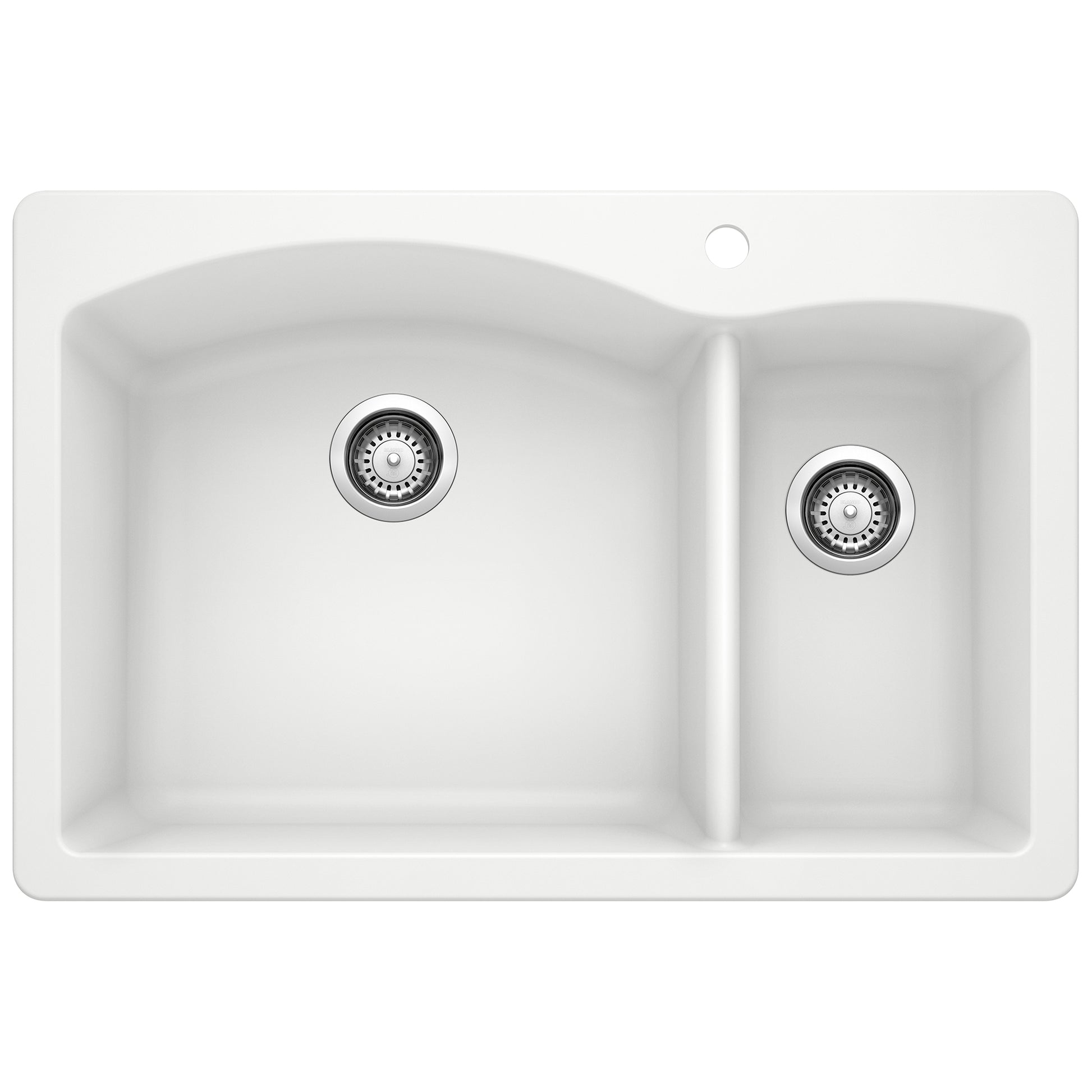 BLANCO 440200 Diamond Diamond SILGRANIT 33" 70/30 Double Bowl Dual Mount Kitchen Sink - White in White