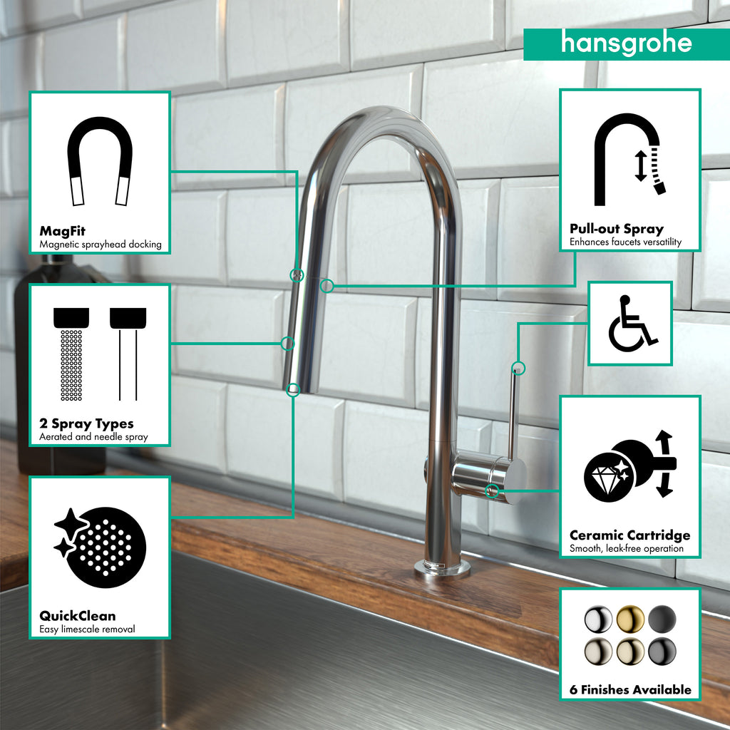HANSGROHE 72846001 Talis N HighArc Kitchen Faucet, A-Style 2-Spray Pull-Down, 1.75 GPM - Chrome