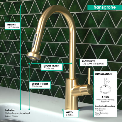HANSGROHE 04286250 Brushed Gold Optic Talis S² Modern Kitchen Faucet 1.75 GPM