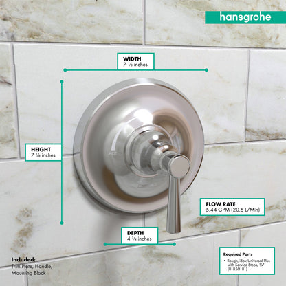 HANSGROHE 04779000 Chrome Joleena Transitional Pressure Balance Trim