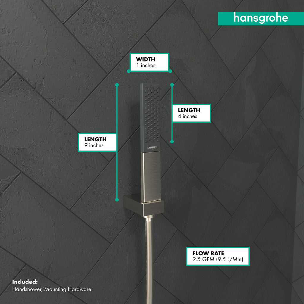 HANSGROHE 26866821 Rainfinity Baton Handshower 100 1-Jet, 2.5 GPM - Brushed Nickel