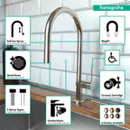 HANSGROHE 72801831 Talis N HighArc Kitchen Faucet, O-Style 2-Spray Pull-Down with sBox, 1.75 GPM - Polished Nickel