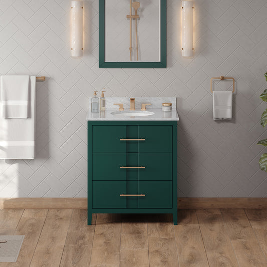 JEFFREY ALEXANDER VN2KAT-30-GN-NT 30" Forest Green Katara Vanity - Green