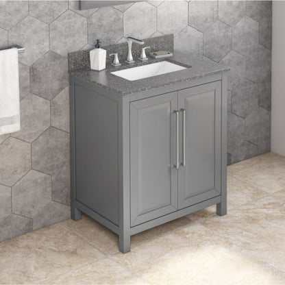 JEFFREY ALEXANDER VKITCAD30GRBOR 30" Grey Cade Vanity, Boulder Cultured Marble Vanity Top, undermount rectangle bowl - Grey