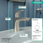 HANSGROHE 04371820 Focus Single-Hole Faucet 100 with Pop-Up Drain, 1.2 GPM - Brushed Nickel