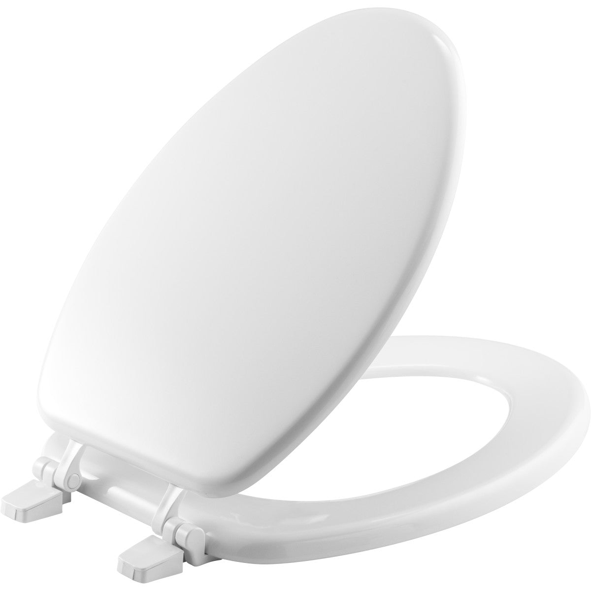 Bemis Elongated Enameled Wood Toilet Seat in White with Top-Tite Hinge