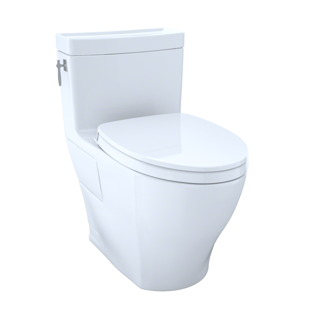 TOTO MS626124CEFG#01 Aimes Washlet+ One-Piece Elongated 1.28 Gpf Universal Height Skirted Toilet With Cefiontect - Cotton White