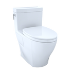 TOTO MS626124CEFG#01 Aimes Washlet+ One-Piece Elongated 1.28 Gpf Universal Height Skirted Toilet With Cefiontect - Cotton White
