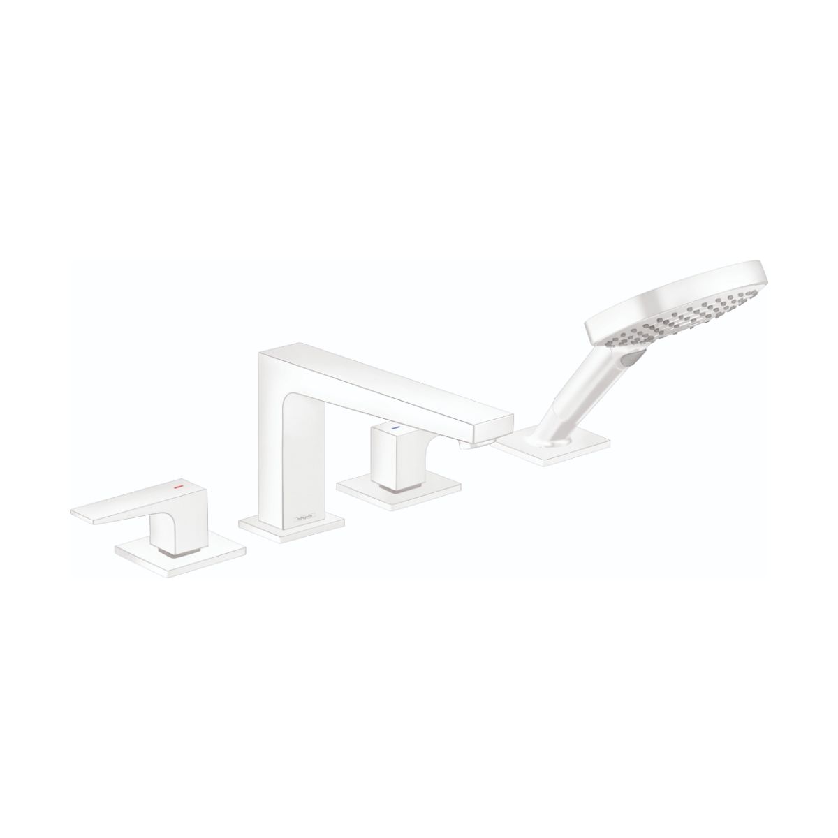 HANSGROHE 32557701 Metropol 4-Hole Roman Tub Set Trim with Lever Handles and 1.75 GPM Handshower - Matte White