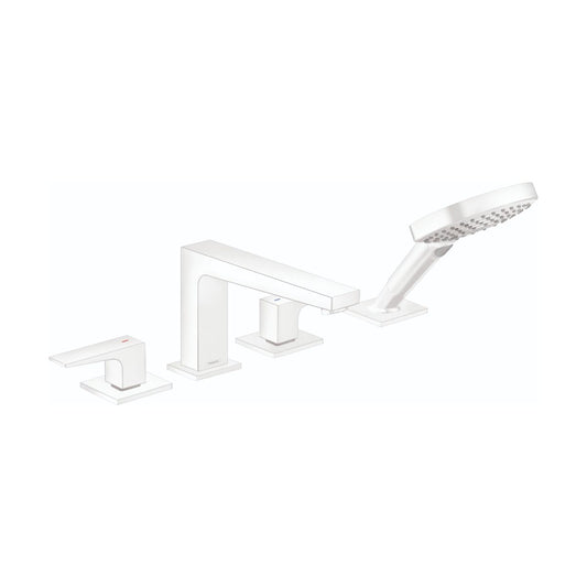 HANSGROHE 32557701 Metropol 4-Hole Roman Tub Set Trim with Lever Handles and 1.75 GPM Handshower - Matte White