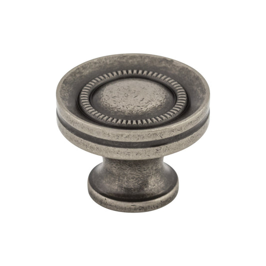 TOP KNOBS M294 Button Faced 1 1/4" Diameter Round Knob - Pewter Antique