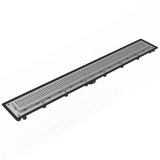 INFINITY DRAIN USQ-A 60 PS USQ 60" Complete Universal Infinity Drain™ Kit with ABS Channel and Squares Pattern Grate in Polished Stainless