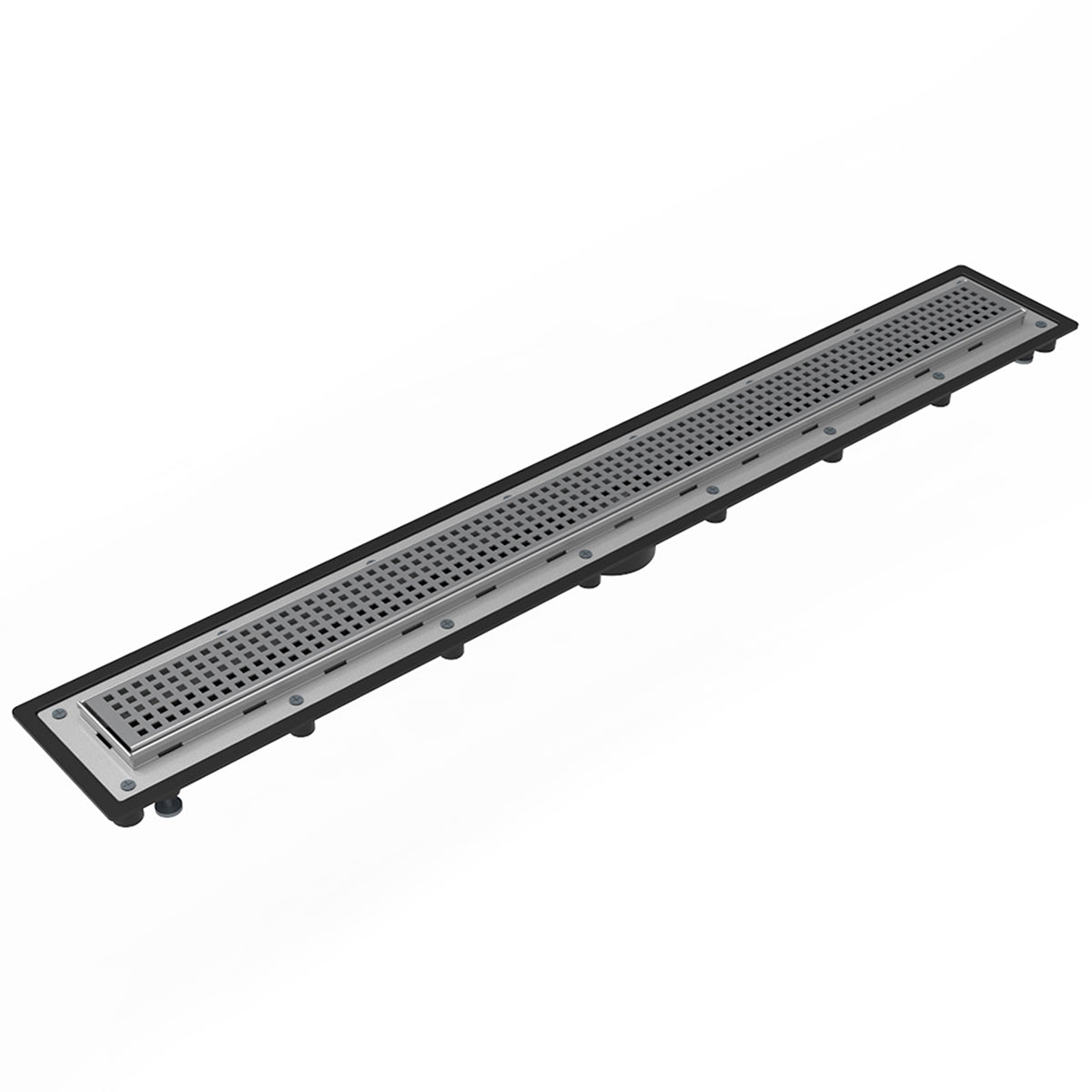 INFINITY DRAIN USQ-A 60 SS USQ 60" Complete Universal Infinity Drain™ Kit with ABS Channel and Squares Pattern Grate in Satin Stainless