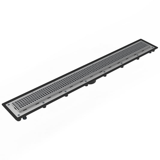 INFINITY DRAIN USQ-A 32 SS USQ 32" Complete Universal Infinity Drain™ Kit with ABS Channel and Squares Pattern Grate in Satin Stainless
