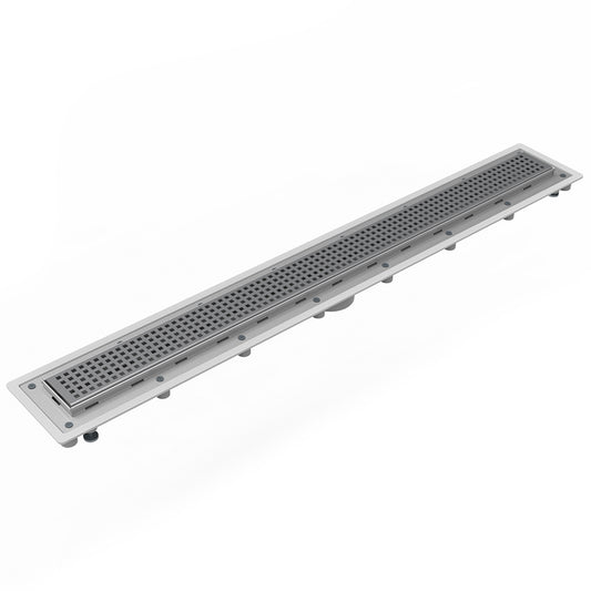 INFINITY DRAIN USQ-P 60 SS USQ 60" Complete Universal Infinity Drain™ Kit with PVC Channel and Squares Pattern Grate in Satin Stainless