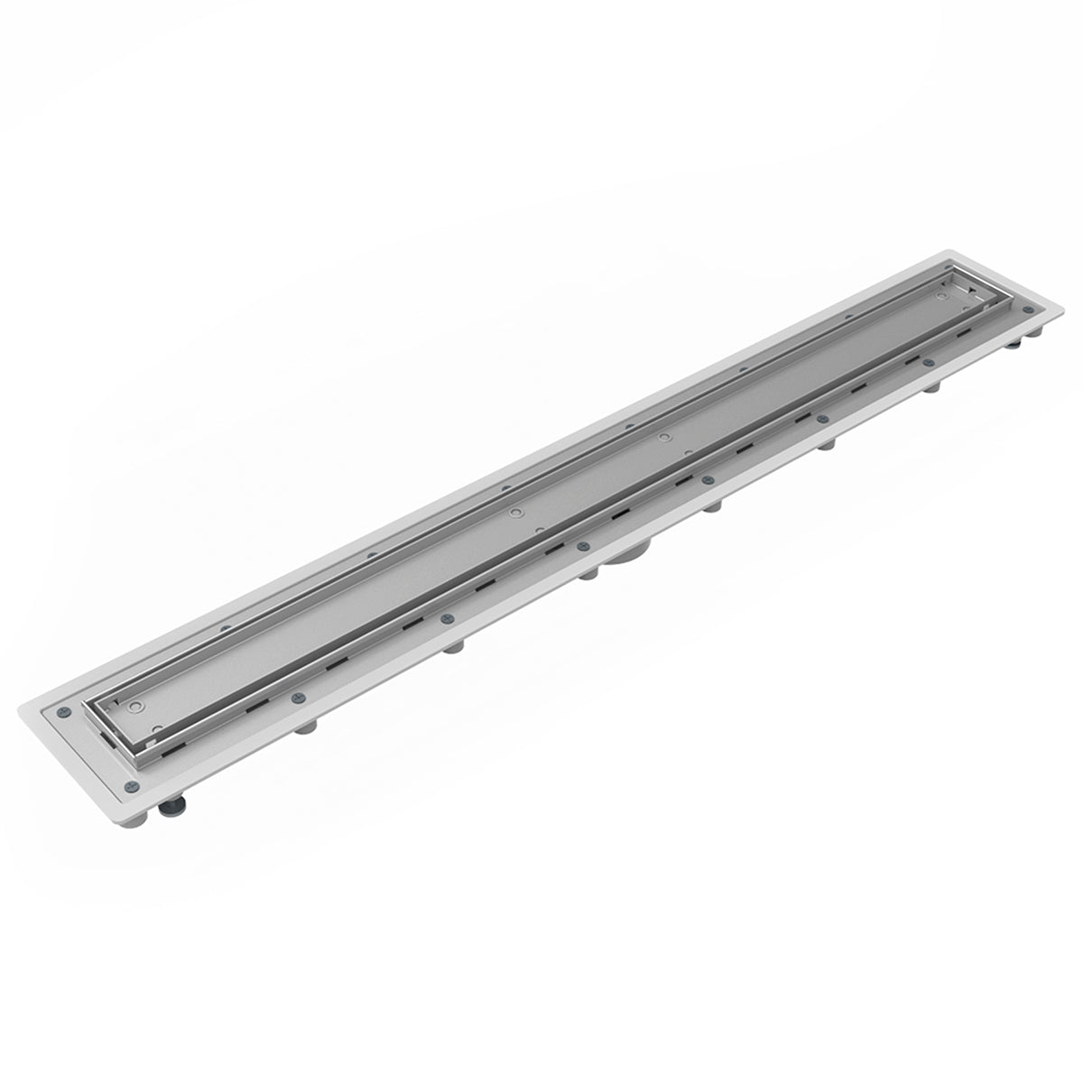 INFINITY DRAIN UTIF-P 54 SS UTIF 54" Complete Universal Infinity Drain™ Kit with PVC Channel and Tile Insert Grate in Satin Stainless