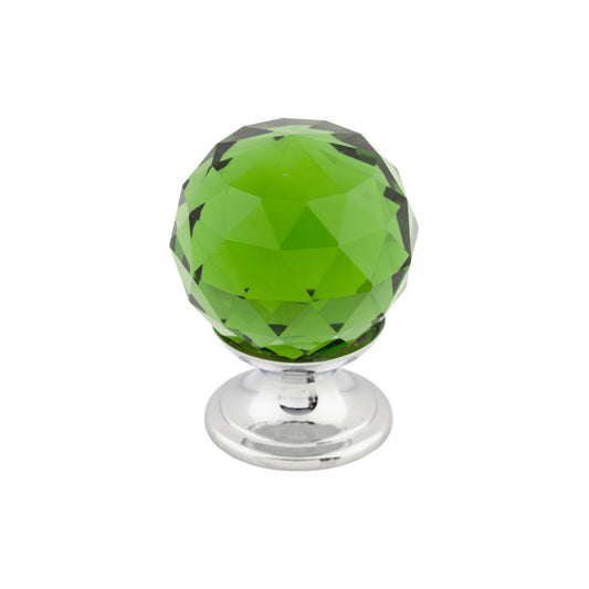 TOP KNOBS TK119PC Green Crystal 1 1/8" Diameter Round Knob - Polished Chrome