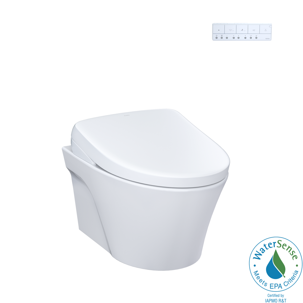 TOTO CWT4264726CMFG#MS Washlet+ Ap Wall-Hung Elongated Toilet With S7 Contemporary Bidet Seat And Duofit In-Wall 0.9 And 1.28 Gpf Dual-Flush Tank System - Matte Silver