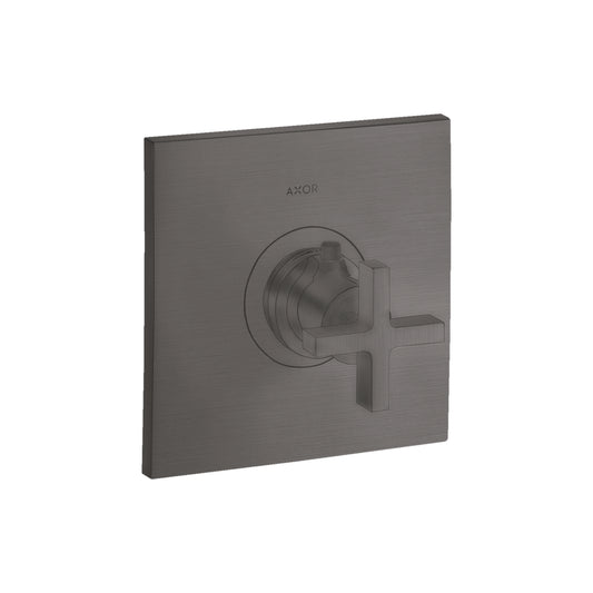 AXOR 39716341 Citterio Thermostatic Trim HighFlow with Cross Handle - Brushed Black Chrome