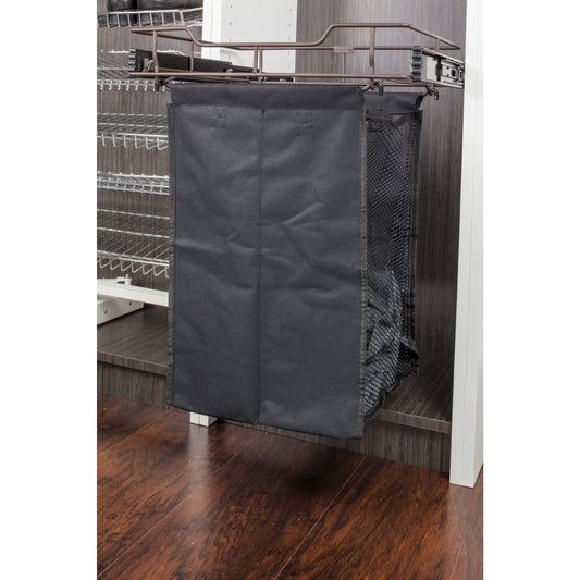 HARDWARE RESOURCES POHS-14SN Satin Nickel 14" Deep Pullout Canvas Hamper with Removable Laundry Bag - Satin Nickel