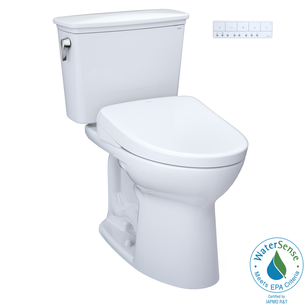 TOTO MW7864726CEG#01 Drake Transitional Washlet+ Two-Piece Elongated 1.28 Gpf Tornado Flush Toilet With S7 Contemporary Bidet Seat - Cotton White