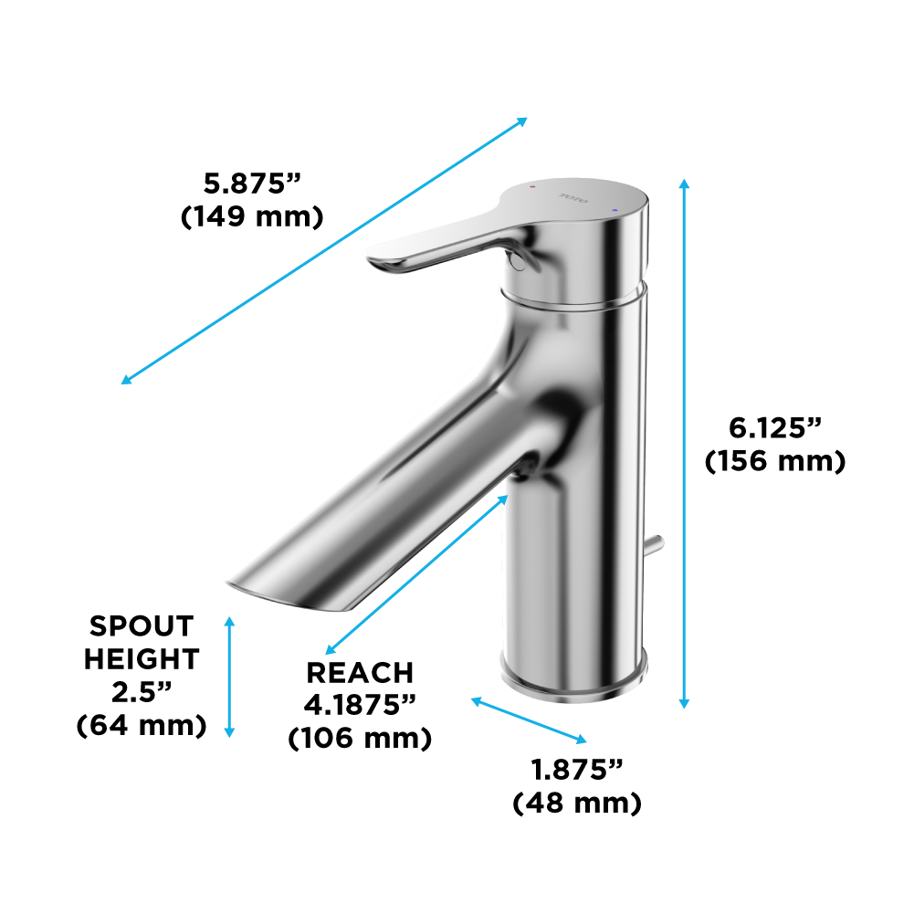 TOTO TLS01301U#CP Tls01301U#Cp Lb Series 1.2 Gpm Single Handle Bathroom Sink Faucet With Drain Assembly - Polished Chrome